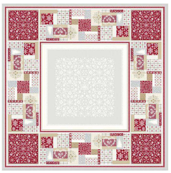French Jacquard Tablecloth DECO (Montagne Himalaya. grey-red)